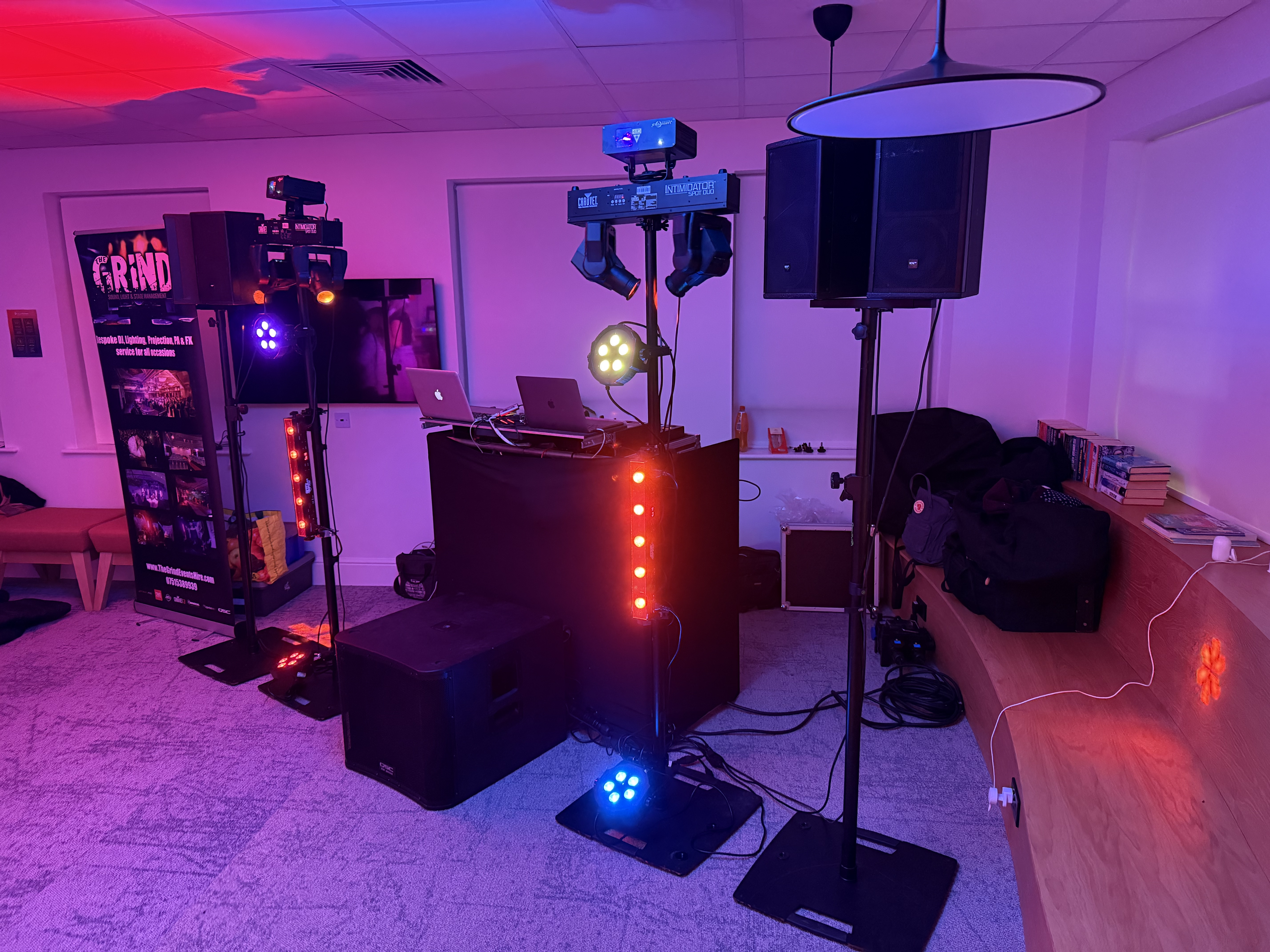 Professional DJ setup with KV2 Audio sound system at Scunthorpe event